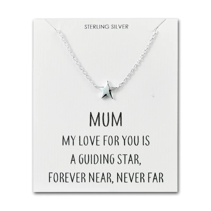 friendship necklaces for women -Sterling Silver Mum Quote Star Necklace