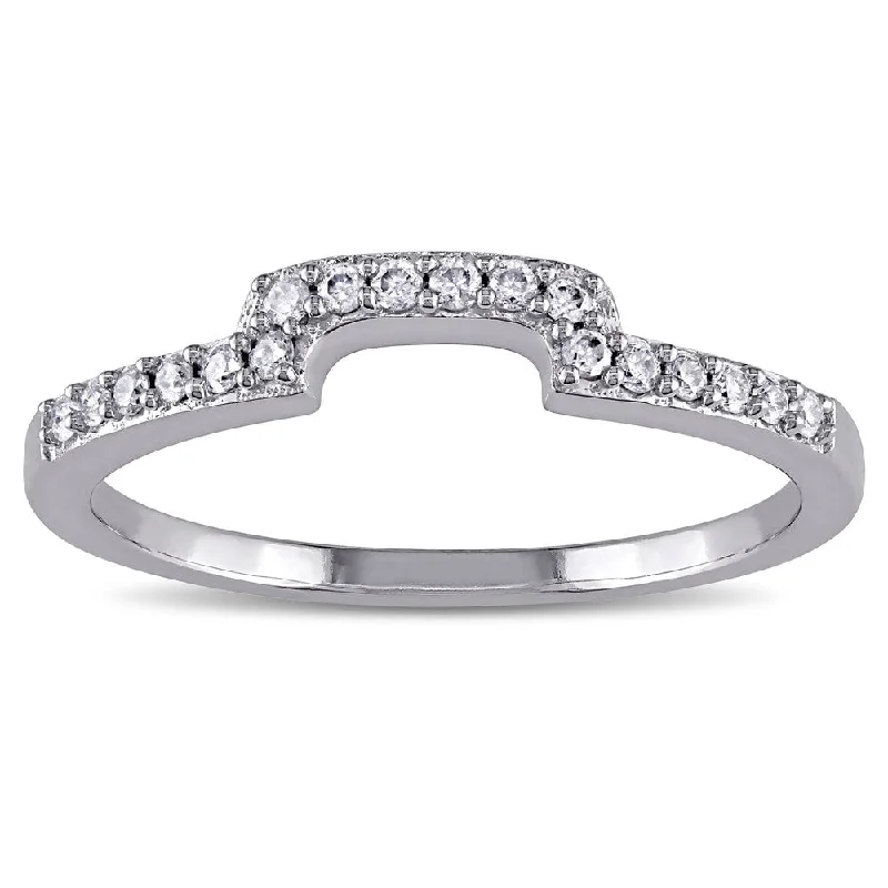 vintage-style engagement rings -Miadora 10k White Gold 1/6ct TDW Diamond Contour Wedding Band (G-H, I1-I2)