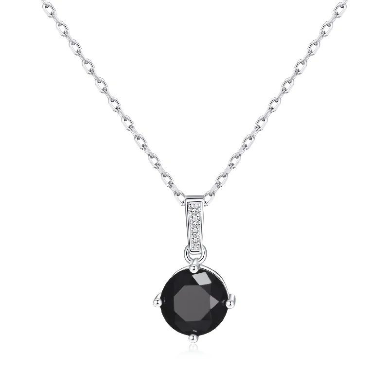 gemstone pendant necklaces for women -Sterling Silver Black Onyx Gemstone Necklace