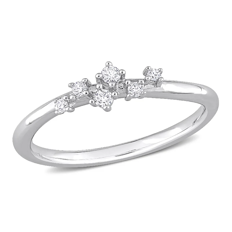 halo engagement rings for women -Miadora 1/10ct TDW Diamond Cluster Ring in Sterling Silver