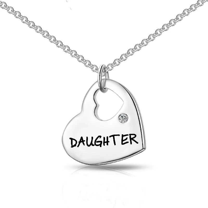 luxury necklaces for women -Daughter Heart Necklace Created with Zircondia® Crystals