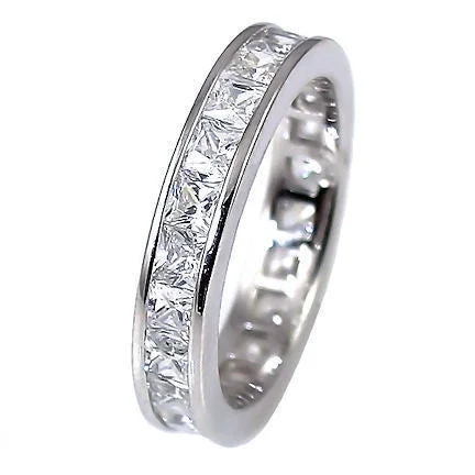 Princess Delia: 3.85ct Russian Ice CZ Princess Cut Eternity Band Ring