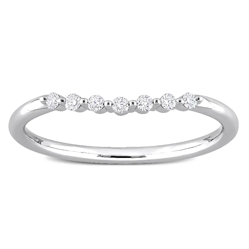 square engagement rings for women -Miadora 14k White Gold 1/10ct TDW Diamond Stackable Semi-Eternity Wedding Band Ring