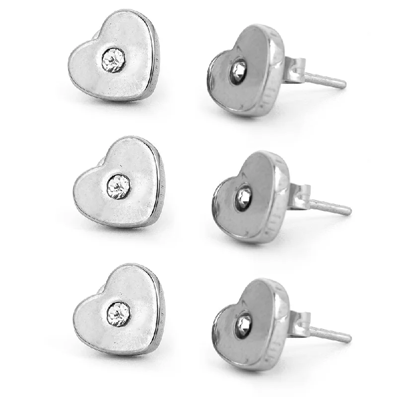 luxury diamond earrings for women -3 Pairs Stainless Steel Heart Stud Earrings for Women and Girls  Manufacturer:  Stud Earrings