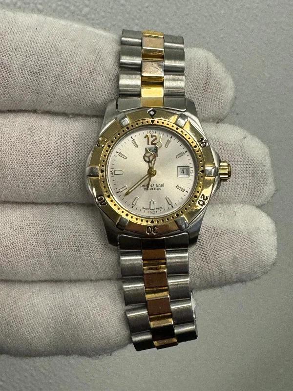 Tag Heuer Lady Professional Two Tone Stainless Steel Yellow Gold 27mm Silver Stick Dial Watch