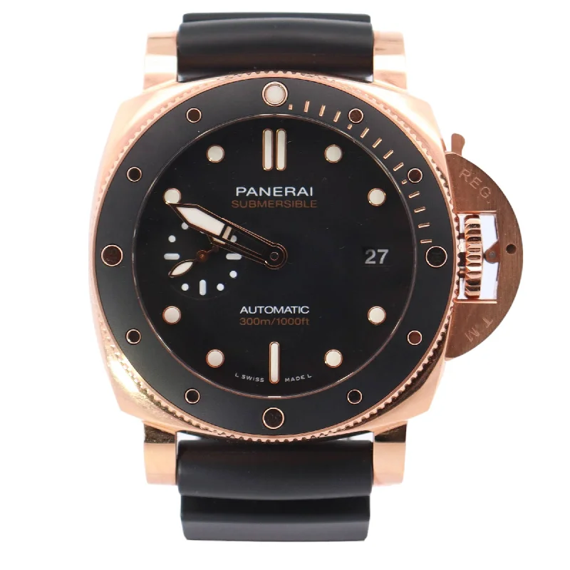 Panerai Submersible Goltech Rose Gold 42mm Black Stick & Dot Dial Watch Reference# PAM02164