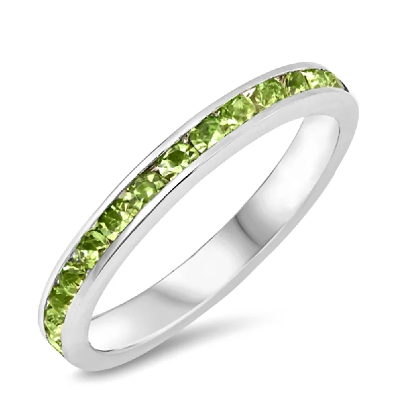 Peyton: Stackable Peridot Ice CZ Birthstone Eternity Band Ring