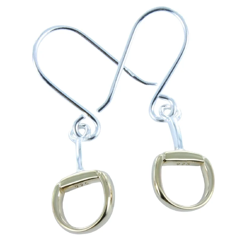 gemstone drop earrings for women -Sterling Silver Snaffle Bit Drop Earrings