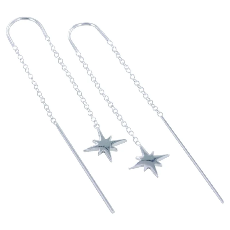 luxury earrings for women -Follow That Star Sterling Silver Falling Earrings