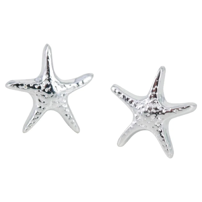 delicate wedding rings for women -Sterling Silver Starfish Stud Earring