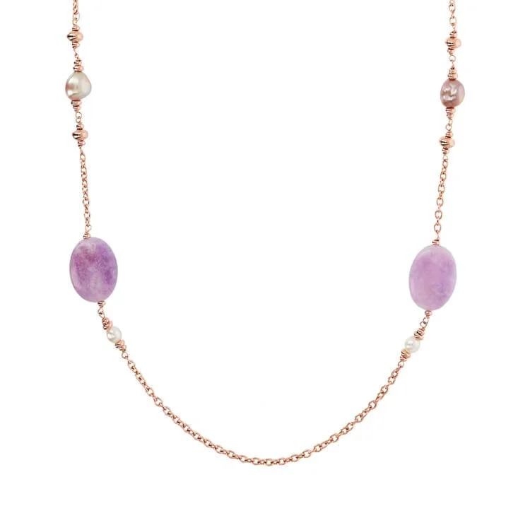 pearl necklaces for women -Bronzallure Maxima Lavender & Pearl Necklace