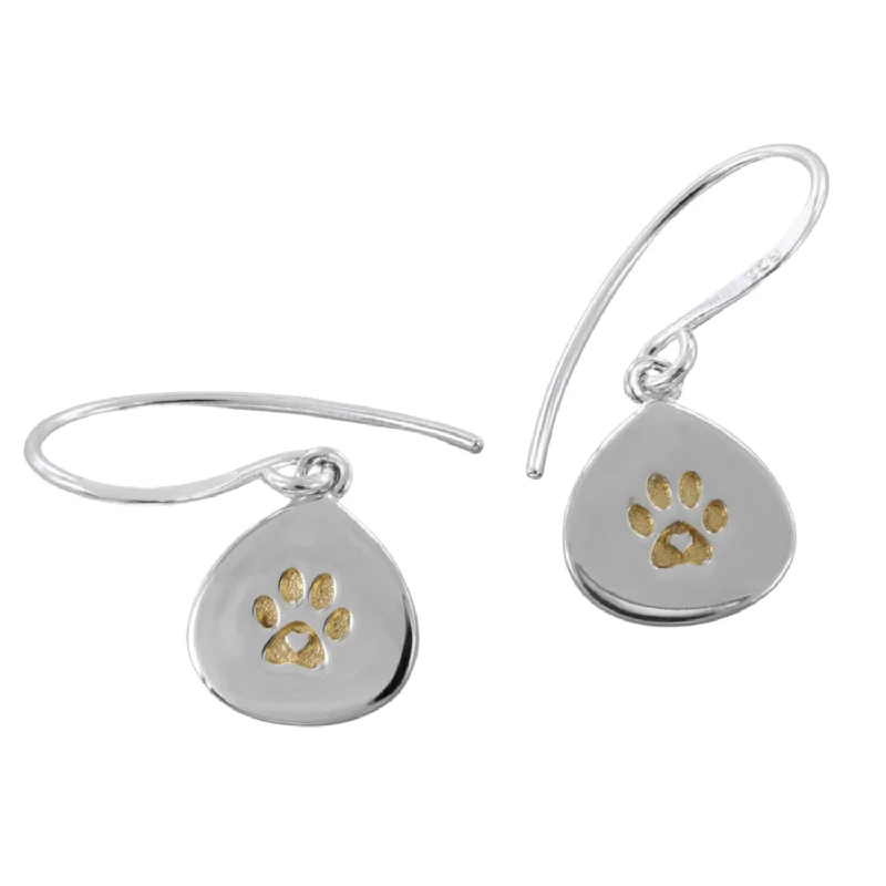 silver chandelier earrings for women -Silver Pawprint Earrings