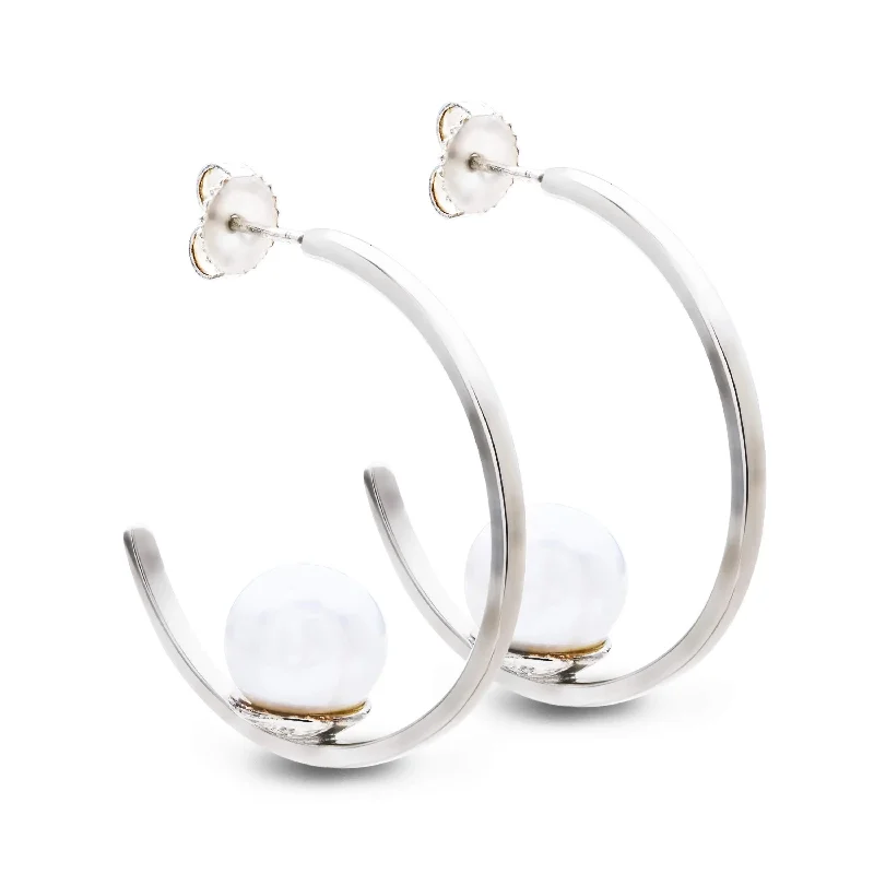 heirloom rings for women -Floating Pearl Hoops