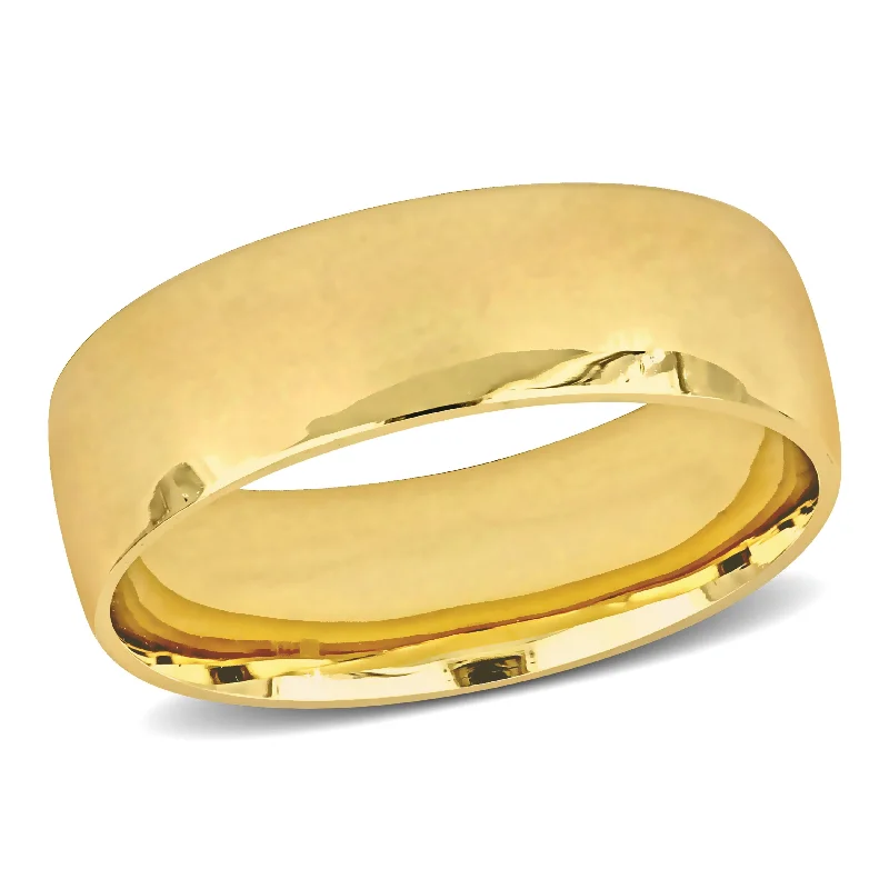 beautiful engagement rings for women -Miadora 7mm Mens Wedding Band in 14k Yellow Gold