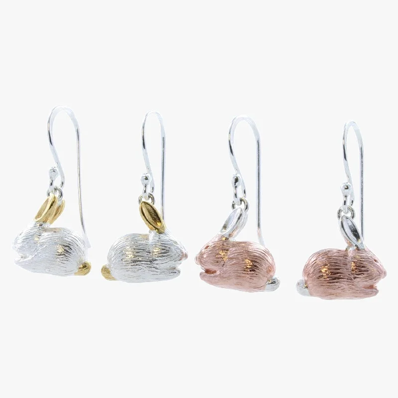 gemstone stud earrings for women -Sterling Silver Benjamin Bunny Drop Earrings