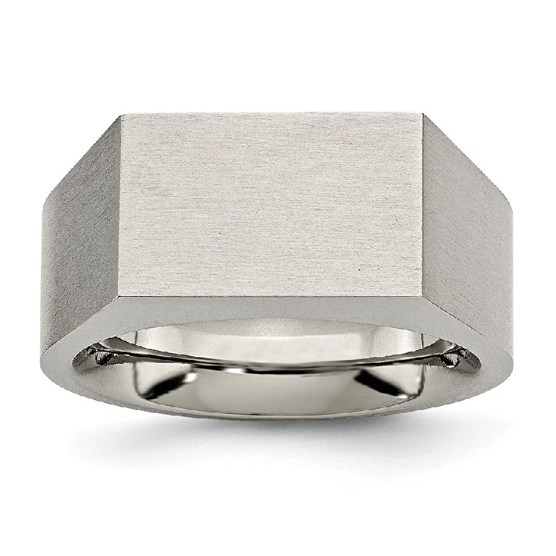 charm necklaces for women -Men's 10mm Titanium Brushed & Polished Tapered Fit Signet Ring