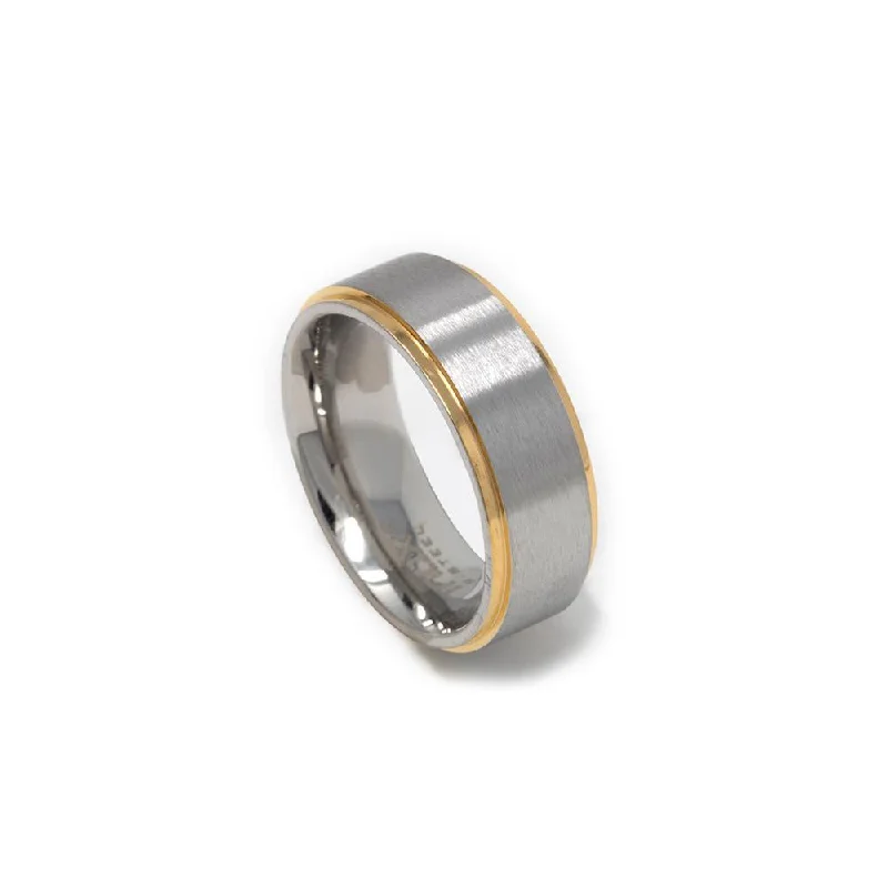 Stainless St Band Ring Silver/Gold T