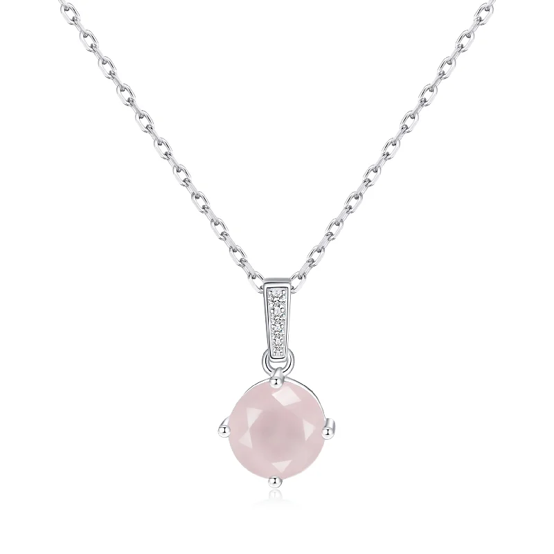 vintage necklaces for women -Sterling Silver Rose Quartz Gemstone Necklace