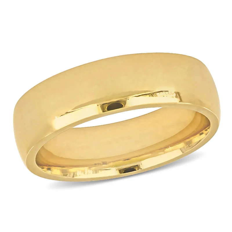 simple solitaire engagement rings -Miadora Mens 6.5 mm Polished Finish Comfort Fit Wedding Band in 14k Yellow Gold