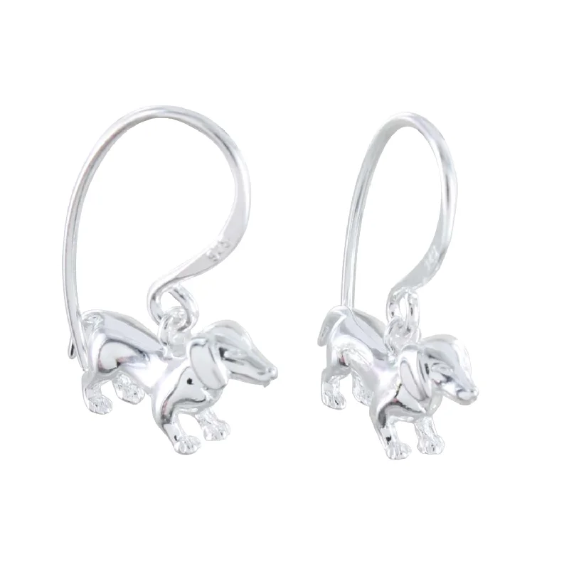 statement gemstone rings for women -Dachshund Sterling Silver Drop Earrings