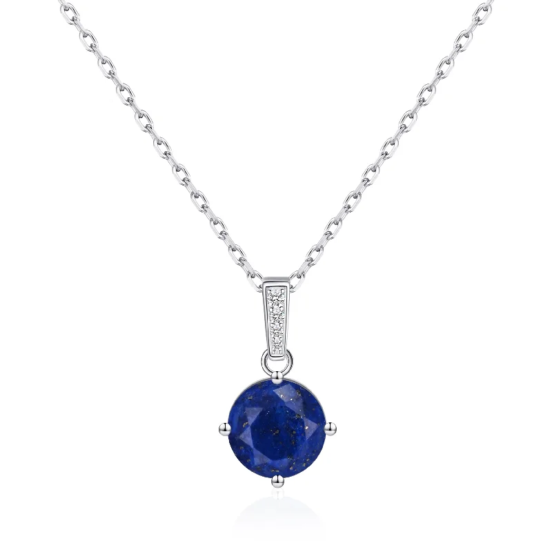 wedding necklaces for women -Sterling Silver Lapis Gemstone Necklace