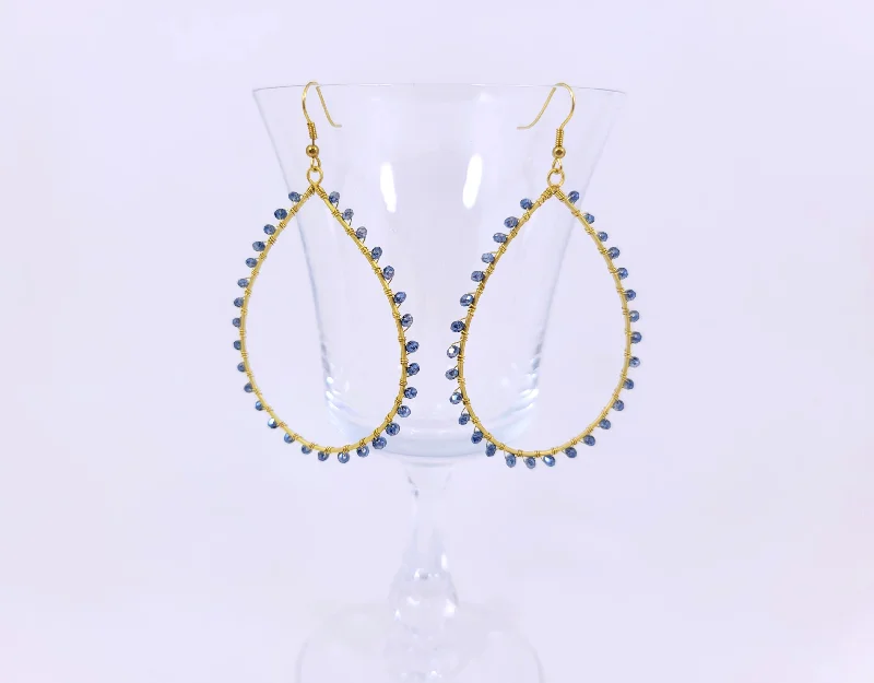 wedding rings for women -Navy Crystal Earrings