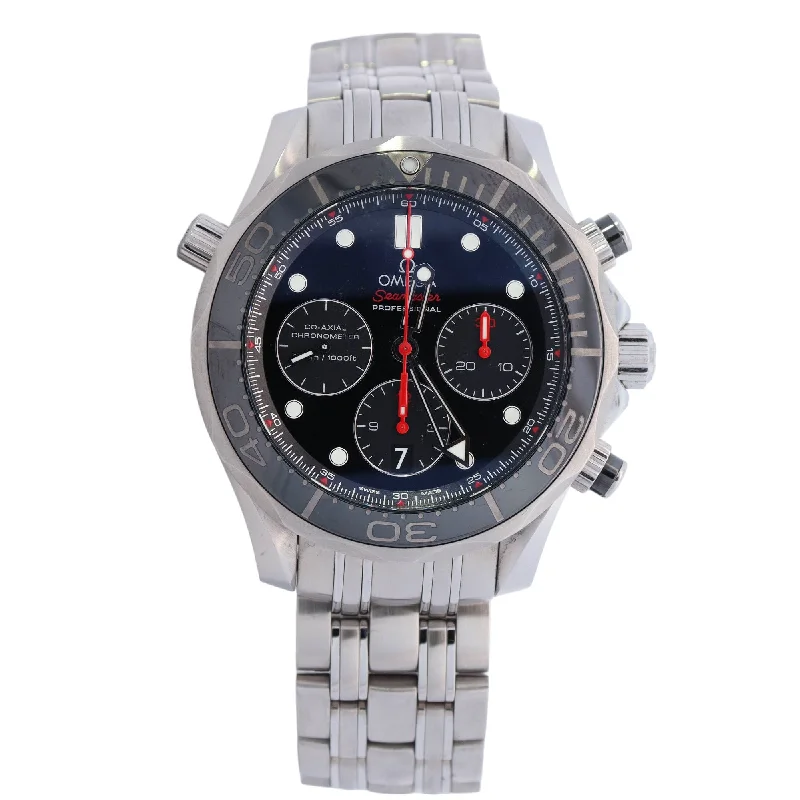 Omega Seamaster Chronograph 300m Stainless Steel 44mm Black Chronograph Dot Dial Watch  Reference #: 212.30.44.50.01.001