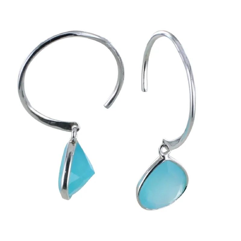 sterling silver earrings for women -Pear Drop Sterling Silver Hoop Earrings