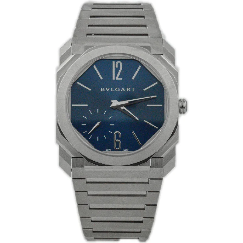 Bvlgari Octo Finissimo Stainless Steel 40mm Blue Stick & Arabic Dial Watch Reference #: 103431