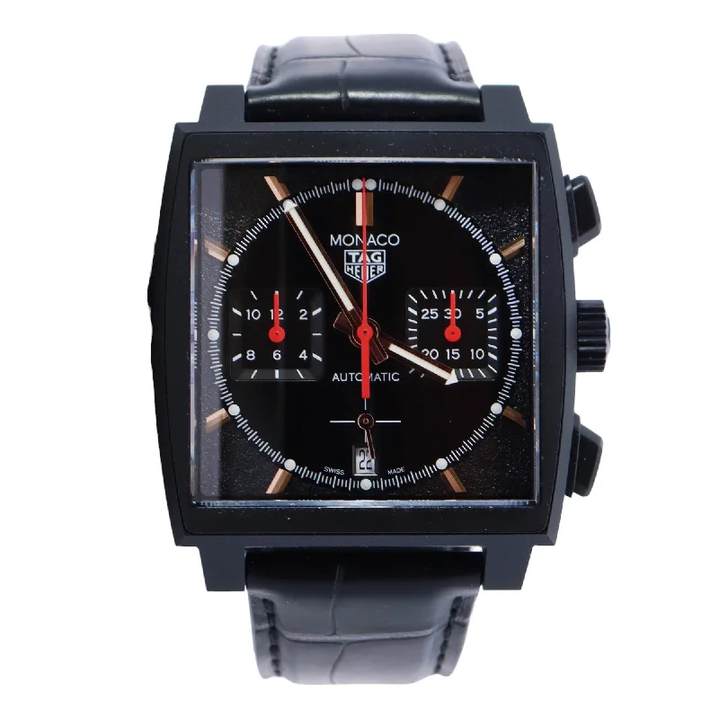 Tag Heuer Monaco 39mm Black Chronograph Dial Ref# CBL2180