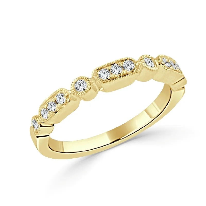 trendy engagement rings for modern brides -Joelle Diamond Wedding Band 14k Yellow Gold 1/5 ct TDW Diamond 1/2 Way Around