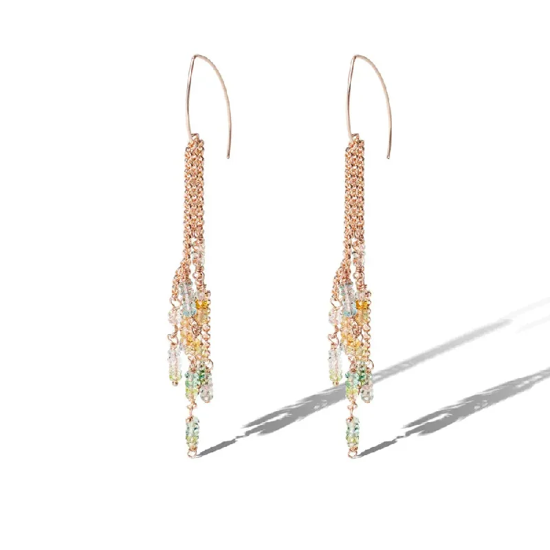 statement drop earrings for women -Rose Gold Ombré Aquamarine Marquis Hoop Earrings