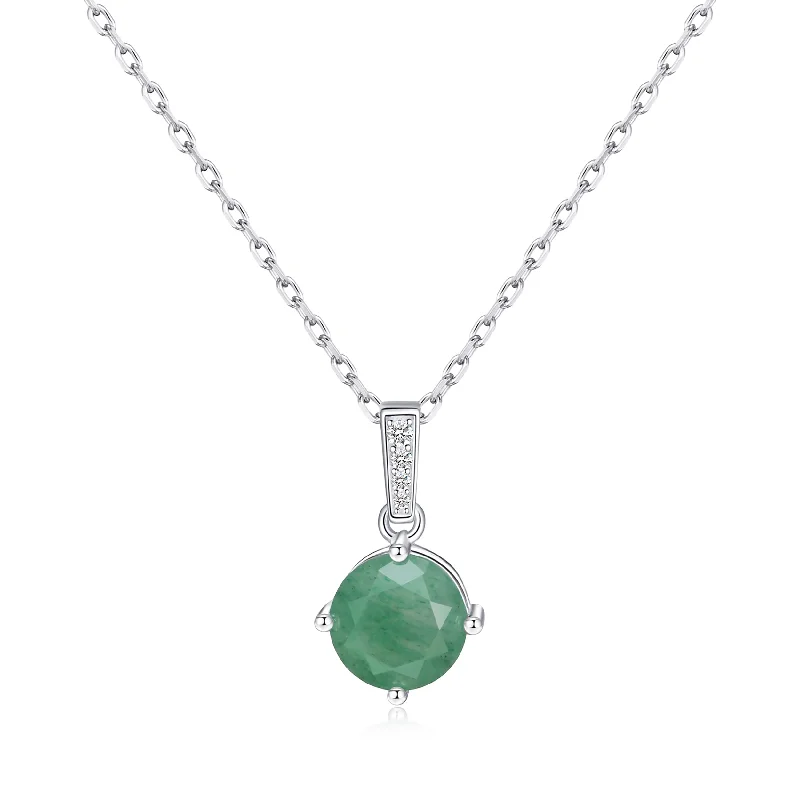 gemstone necklaces for women -Sterling Silver Green Aventurine Gemstone Necklace