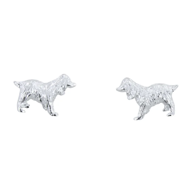 silver wedding rings for women -Silver Spaniel Stud Earrings