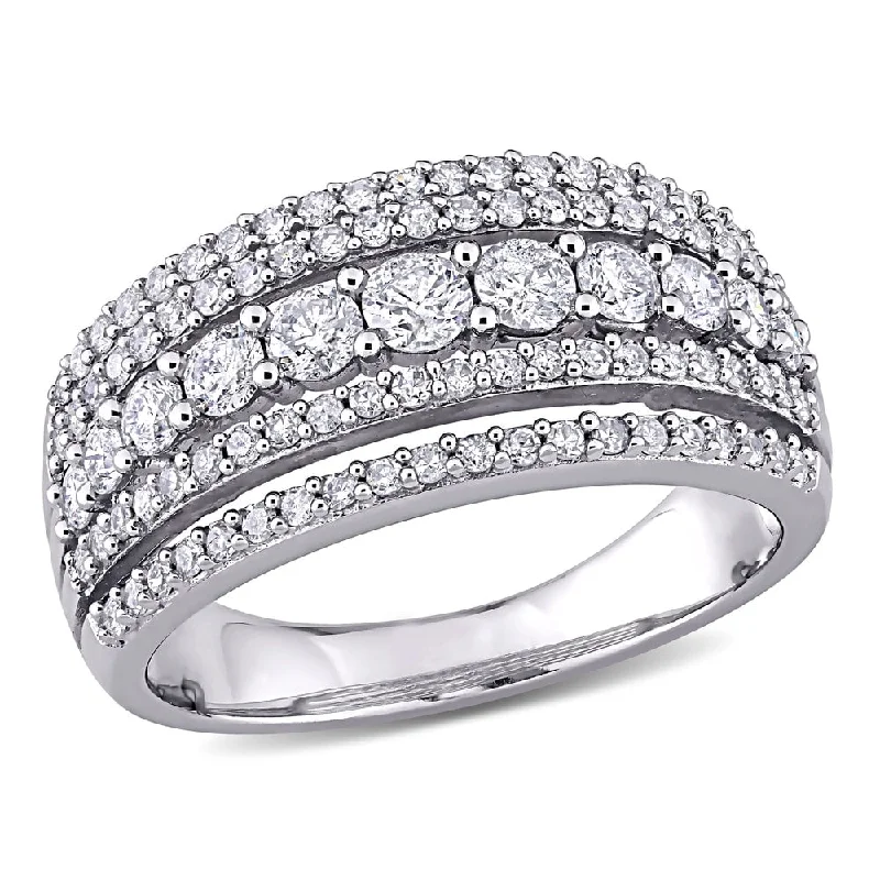 Miadora 10k White Gold 1ct TDW Diamond Eternity Band Ring