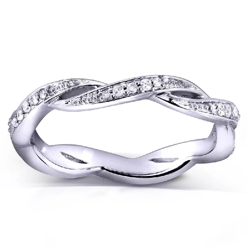 Annello by Kobelli 10k White Gold 1/6ct TDW Round Diamond Eternity Band (H-I, I1-I2)