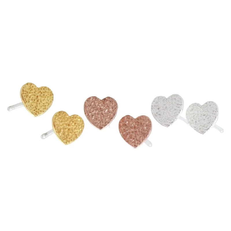 minimal gold earrings for women -Textured Heart Studs