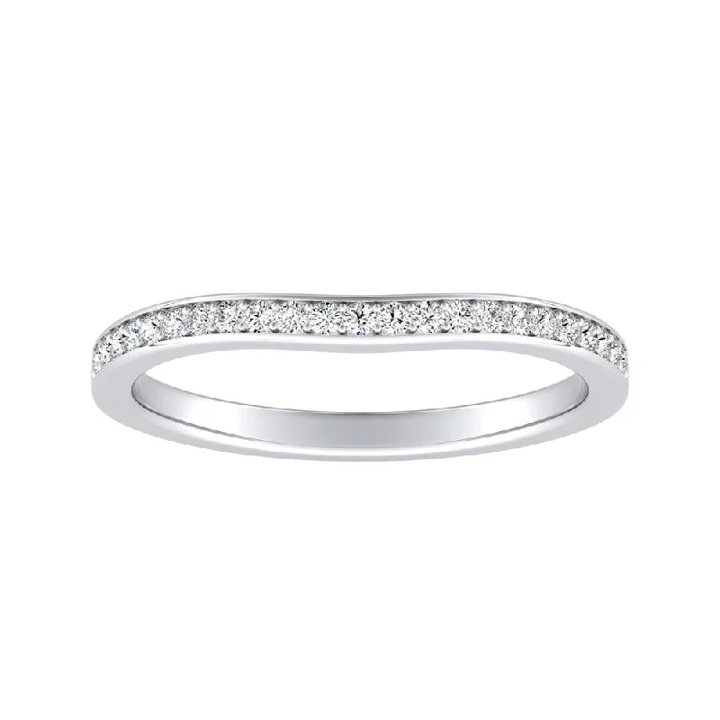 modern engagement rings for women -Auriya 1/8ctw Contoured Diamond Wedding Band 14k Gold