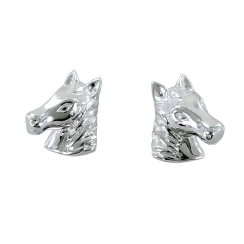 beautiful engagement rings for women -Sterling Silver Horse Head Stud Earrings