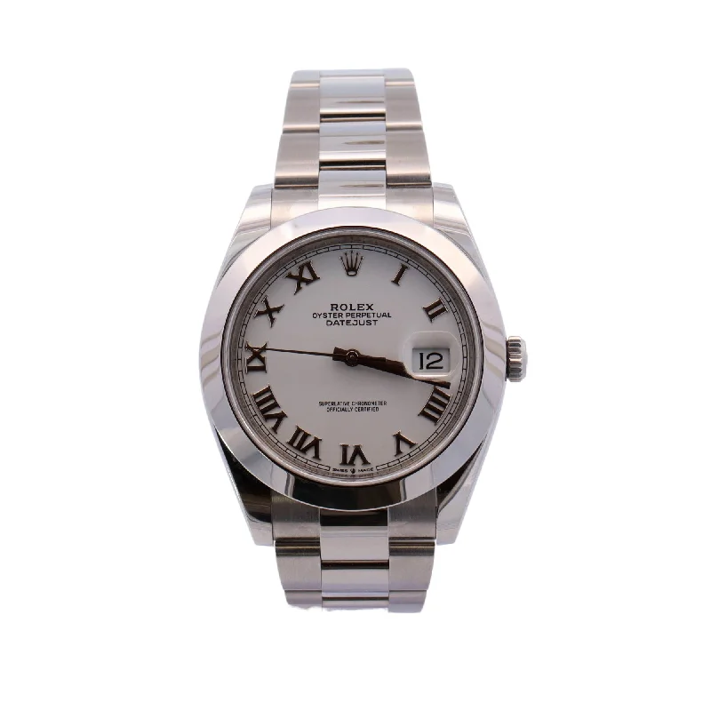 Rolex Datejust 41mm Stainless Steel White Roman Dial Watch Reference #: 126300