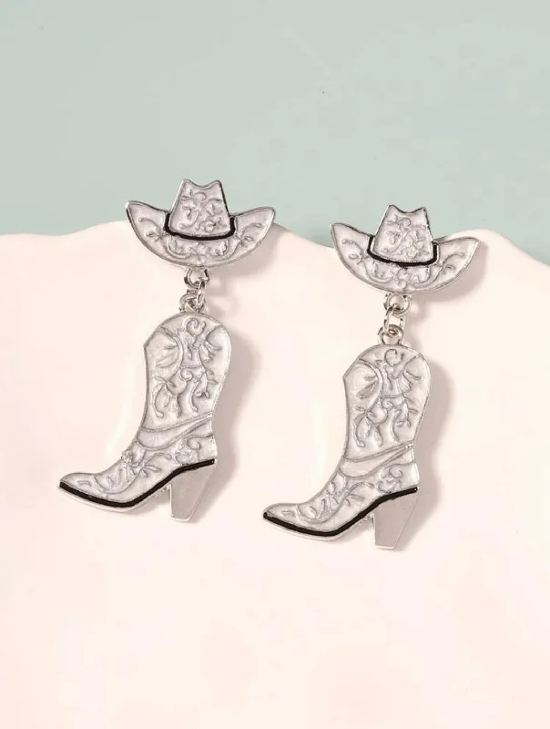 dainty rings for women -Cowgirl Boot and Hat Earrings