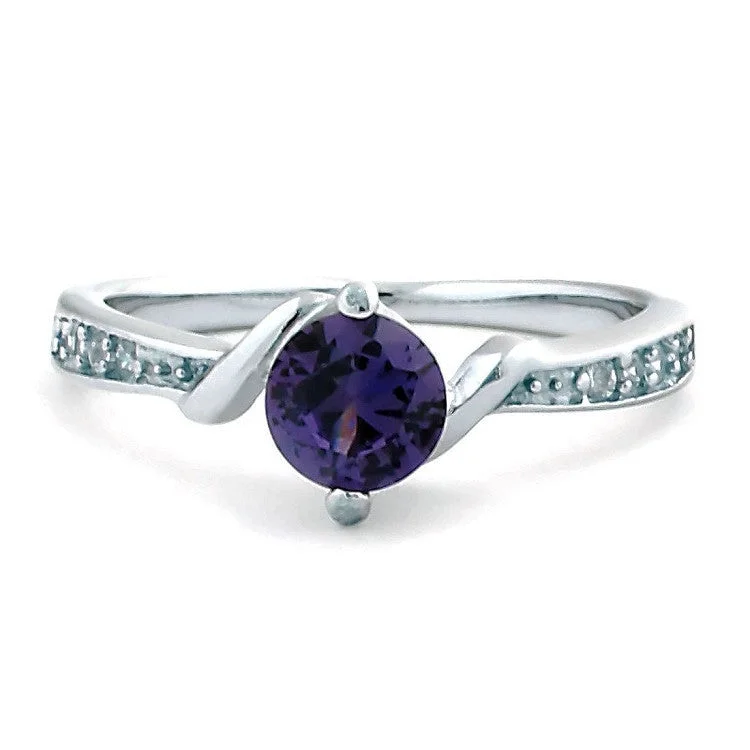 Entwined Love: Created Alexandrite and CZ Promise Friendship Band Ring