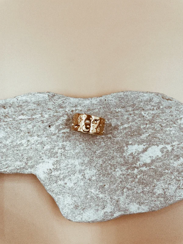 Celestial Sea Cigar Band Ring | 18kt Solid Gold