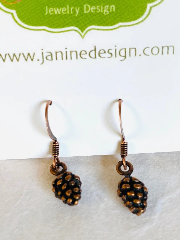 cushion-cut rings for women -Brass Tiny Pinecones/ Pinecone Earrings/ Brass Pinecone Earrings