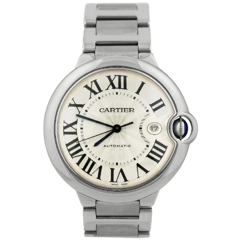 Cartier Ballon Bleu Stainless Steel 42mm White Roman Dial Watch Reference #: W69012Z4