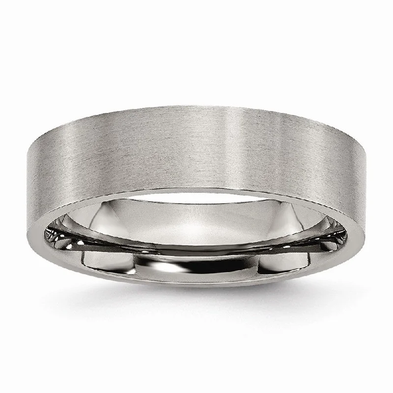 heirloom necklaces for women -Titanium 6mm Brushed Flat Comfort Fit Band