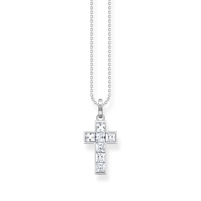 minimalist necklaces for women -THOMAS SABO Heritage Cross White Stones Necklace