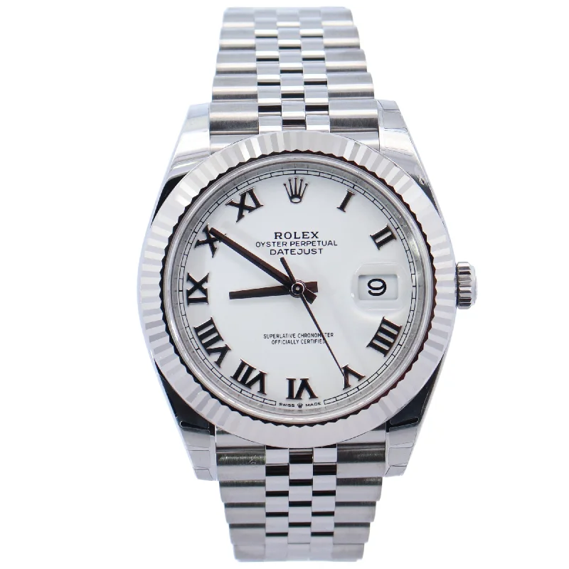 Rolex Datejust Stainless Steel 41mm White Roman Dial Watch Reference# 126334