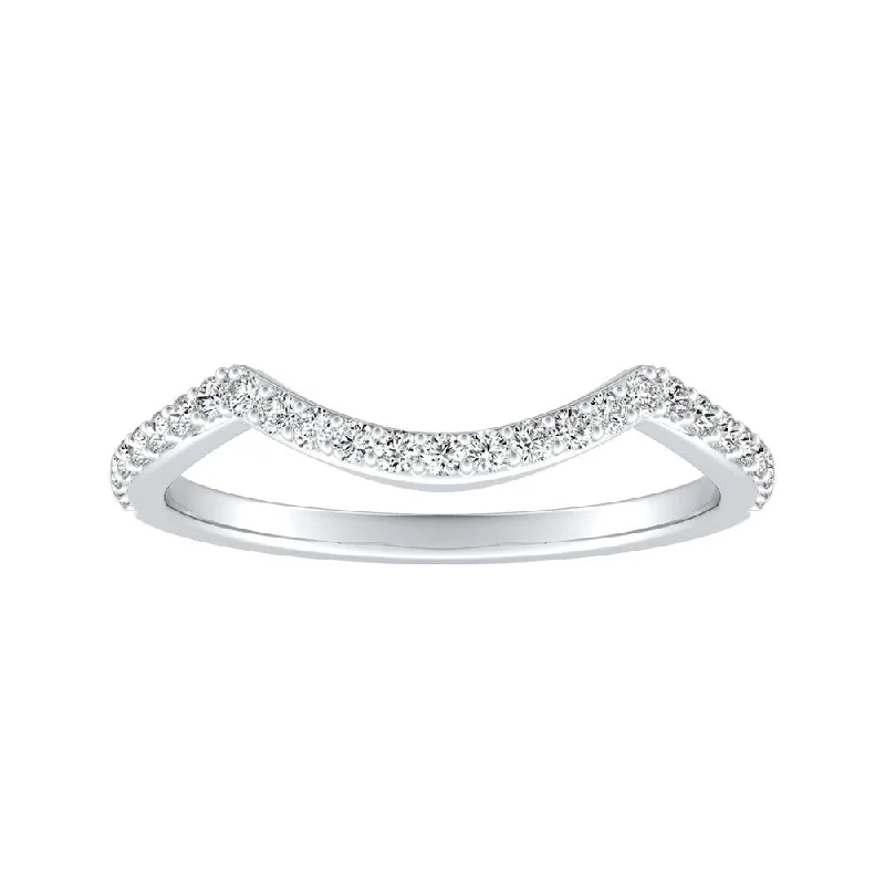 antique wedding engagement rings -Auriya Platinum 1/6ctw Curved Diamond Wedding Band