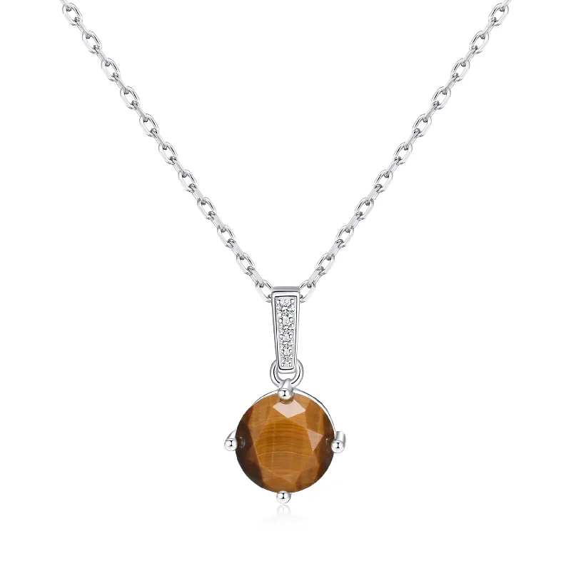 pendant necklaces for women -Sterling Silver Tigers Eye Gemstone Necklace